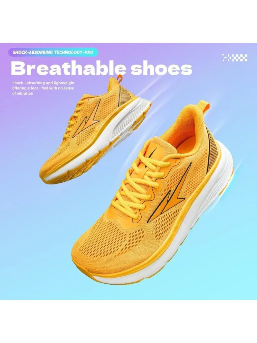 Men's Yellow Wide Walking Shoes Soft Sole Non Slip Running Comfortable Tennis